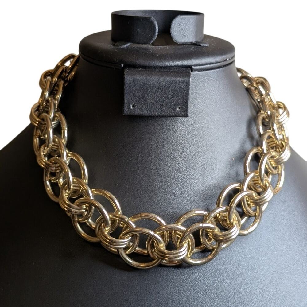 Banana Republic Heavy Chunky Round Link Chain Toggle Clasp 17"-18" Necklace